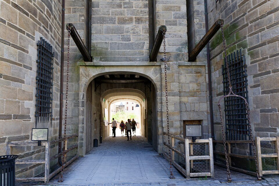 Through the gatehouse passage into the courtyard